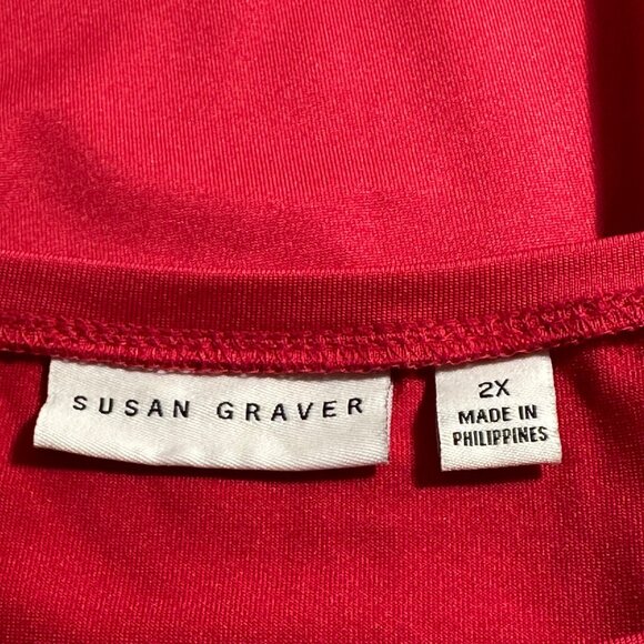 Susan Graver Women's Liquid Knit Hot Pink 3/4 Sleeve with Button Detail 2X - Picture 3 of 10